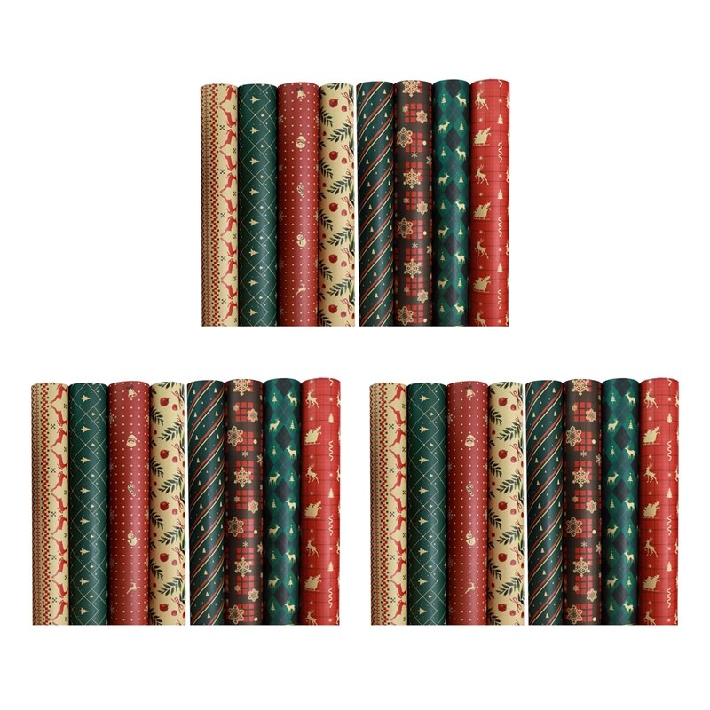 Wrapping Paper Sheets,for Christmas Birthday Party Wrapping Paper Set of 24 Wrap Papers Wrapping Paper: Default Title