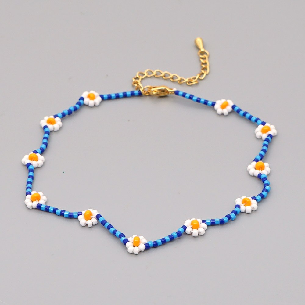 gehen2Boho Boho Distel MGBDB Schwarz Und Weiß Reis Perle Fußkettchen Füße Mädchen Knöchel Körper Schmuck Fußkettchen Für Frauen: MI-A200001C