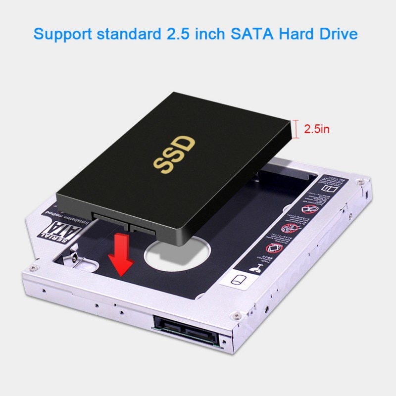 2nd HDD Caddy 12.7mm Aluminium Optibay SATA 3.0 Harde Schijf Box Behuizing DVD Adapter 2.5 SSD 2TB voor Laptop CD-ROM