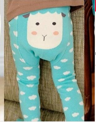 Filles collants bande dessinée gros cul pantalon enfants pantalon coréen coton PP enfants pantalon serré infantile bébé serré ne pas ouvrir l'entrejambe: blue sheep / 2-4year