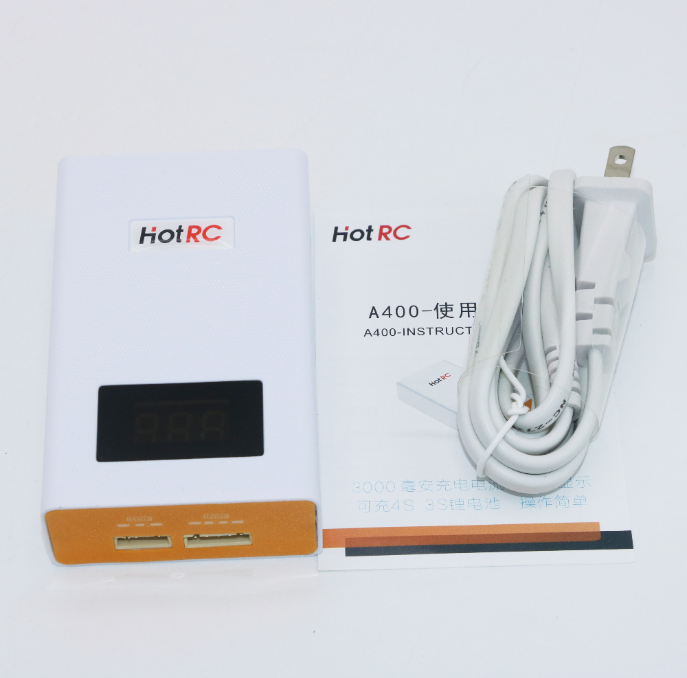 Hotrc A400 Digitale 3S 4S 3000mAh RC Lipo Batterij Balanslader met LED Scherm voor 4s 3s Lipo Batterij Lading