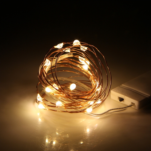 Kupferlichter, 1 m, 2 m, 3 m, Mini-Lichterkette CR2032, batteriebetrieben, Lichterkette für Schlafzimmer, Weihnachten, Party, Hochzeit, Dekoration: Warmes Weiß / 6-10W