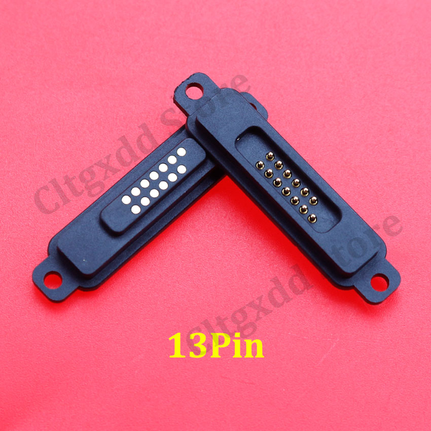 1Pair 13/14/15/16/17/18/19/20Pin Waterproof Magnetic Pogo Pin Connector 2A Male Female Pogopin Spring Loaded DC Power Socket: Silver