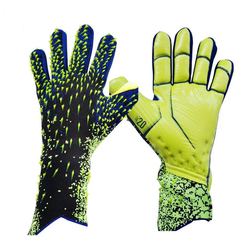 Nuevos guantes de portero de fútbol de látex, protección de fútbol gruesa, guantes de portero de fútbol para adultos y adolescentes: Negro / XS