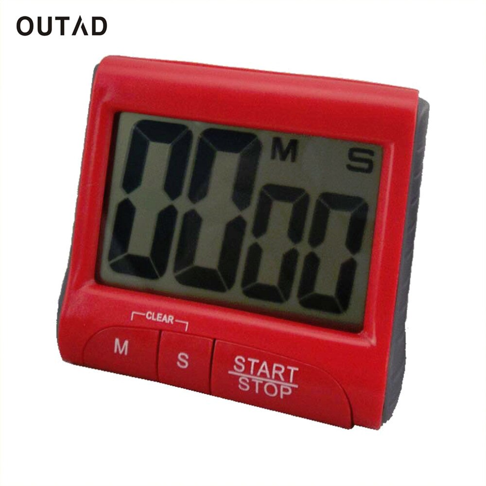 OUTAD Large LCD Digital Kitchen Timer Count-Down Up Clock Loud Alarm red