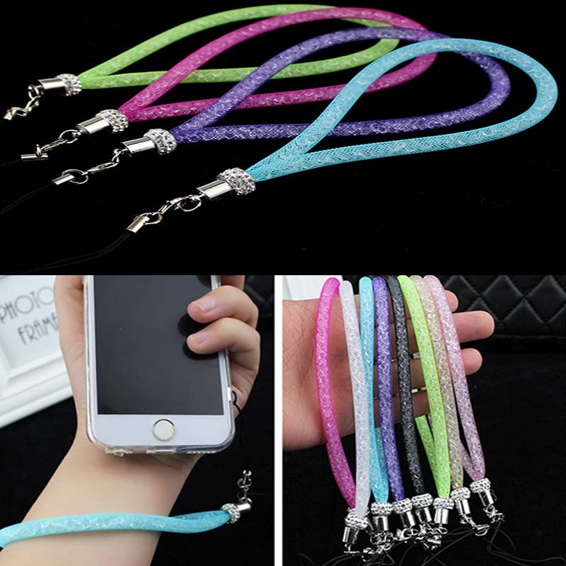 Rhinestone Visnet Lanyard Flash Boor Mobiele Telefoon Lanyard Crystal Diamond Visnet Opknoping Keten Lanyard