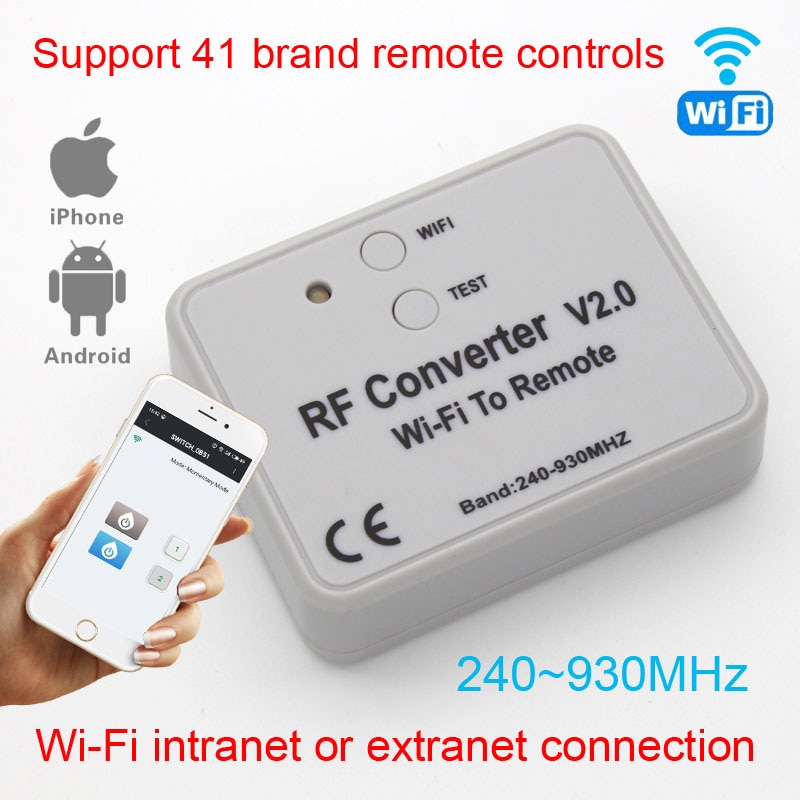 WIFI To Converter Fixed Code Rolling Code 433MHz 868MHz WIFI Receiver Controller Switch Socket Relay Module Breaker Remote