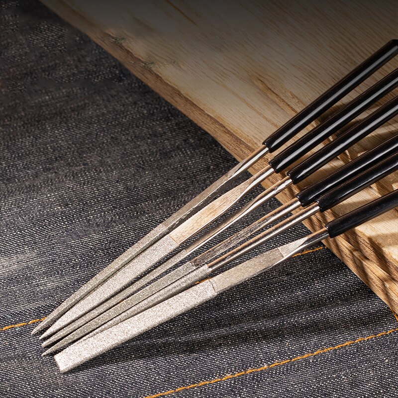 Deli 6 Pcs Set Plastic Dipped Handle Diamond Assorted File High Hardness Wear Resistant and Durable Household Woodworking Tool
