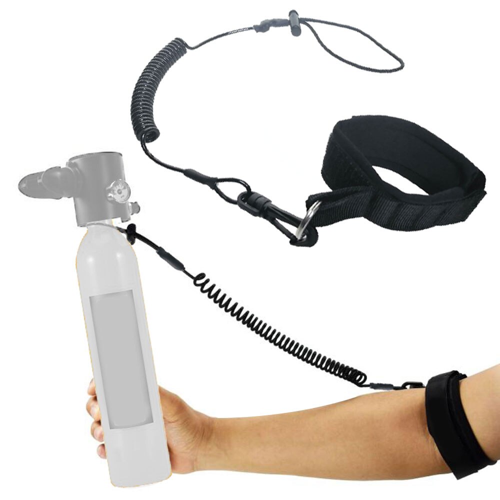 Stretchable Anti-Verloren Safty Opgerolde Hand Lanyard Touw Voor 0.5L Mini Scuba Tank Duiken Zuurstof Cilinder