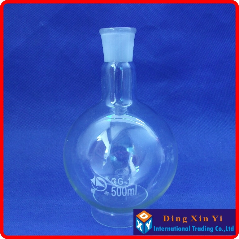 DXY Ronde Bodem Glazen Kolf Enkele Nek Chemie Kolf 24/29 1-hals 500 ML