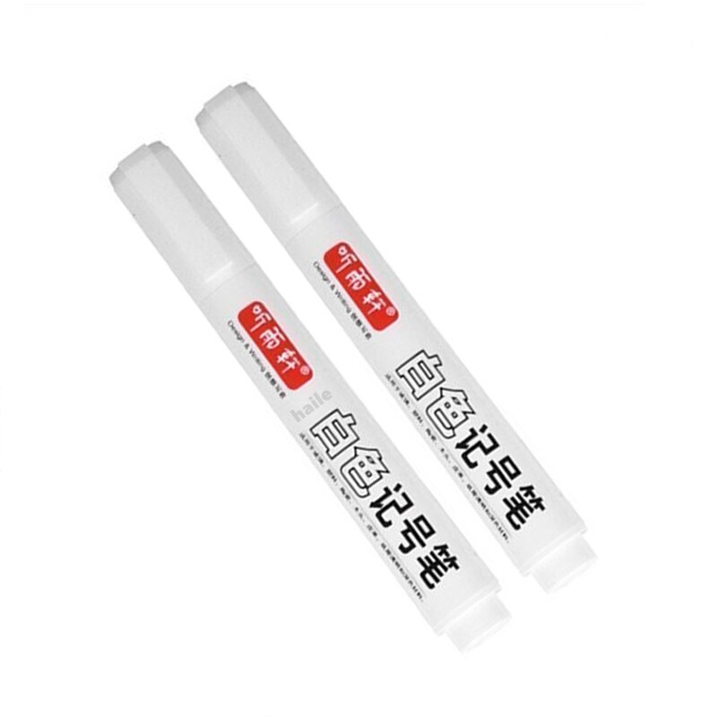Haile-rotuladores blancos permanentes a prueba de agua, marcadores de tinta oleosa de 3mm para escritura de tela y artesanía, bolígrafos de pintura, suministros de papelería de arte, 2 uds.: 2 pcs white
