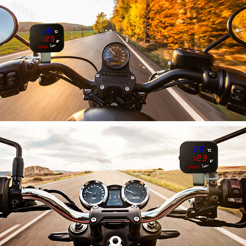 KOSO Motorcycle USB cylinder head temp Gauge Voltmeter Phone USB Charger Charging Waterproof for nmax cb500x temperature sensor