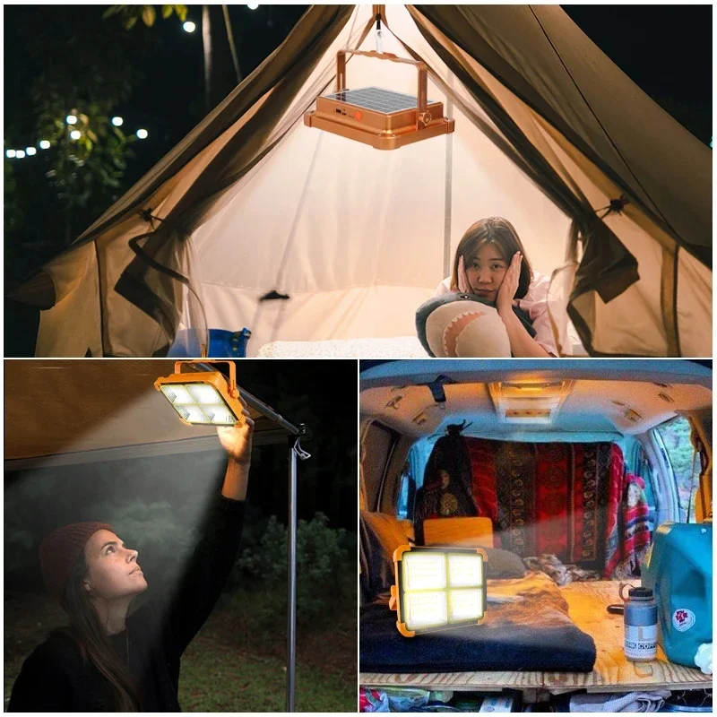 Eesbao bærbar solcellelanterne led-teltlampe genopladelig lanterne nødlampe natmarkedslampe udendørs campingpærelampe