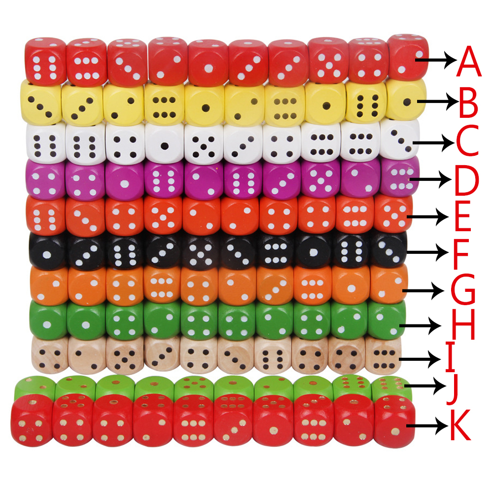 10 teile/paket Holz Würfel 16mm Bunte Solide Holz Punkt Spiel Abgerundeten Würfel Trinken Mahjong Würfel