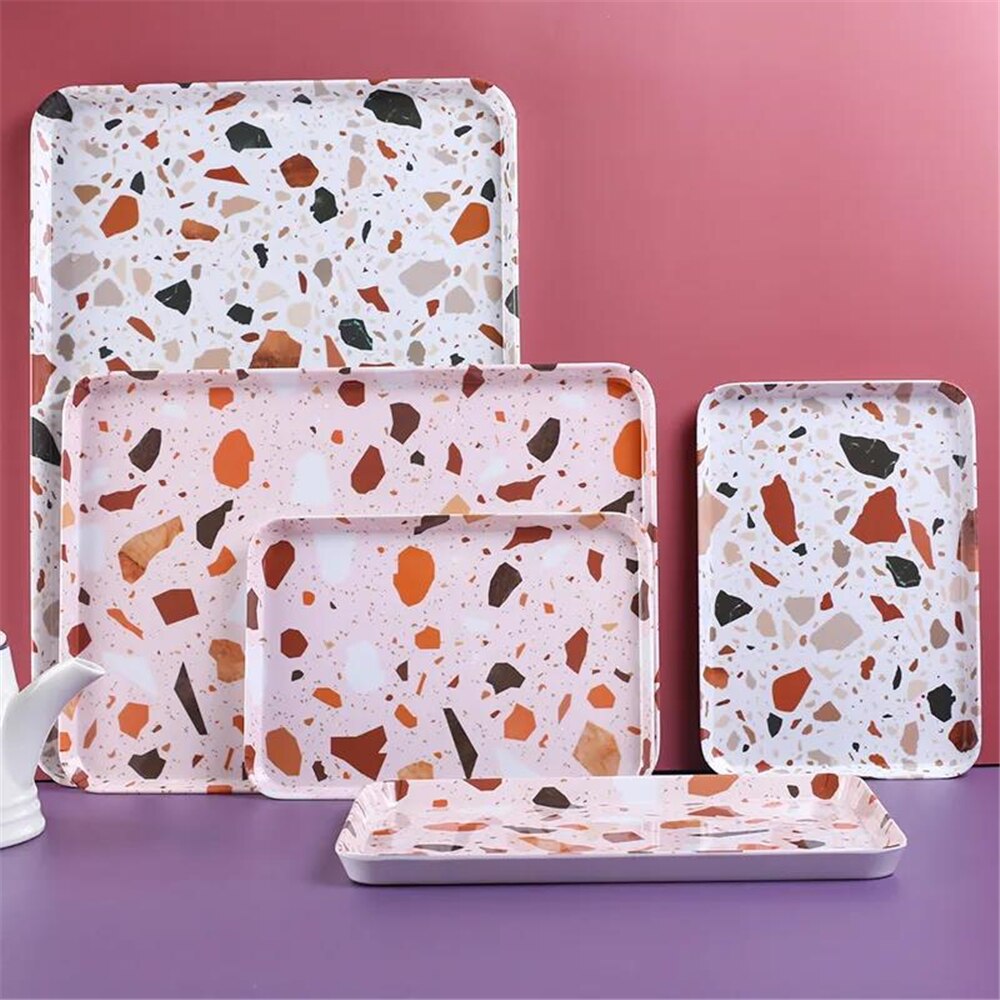 Tea Breakfast Bread Snack Storage Trays Plastic Dessert Serving Square Accessories Cosmetics Dish