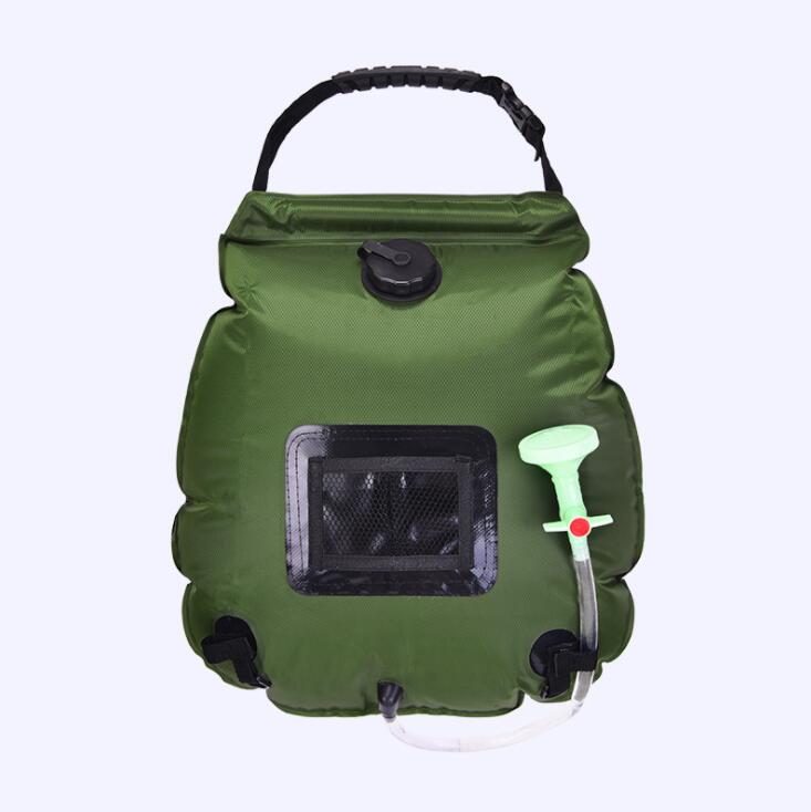 Bolsa de ducha Solar portátil para exteriores, bolsa de ducha para campamento, con cabezal de ducha, 20L: Green