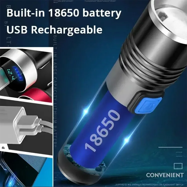 Mini 395nm UV Flashlight Blacklight Zoomable USB Rechargeable UV Light Ultraviolet Torch for Pet Urine Detector Resin Curing