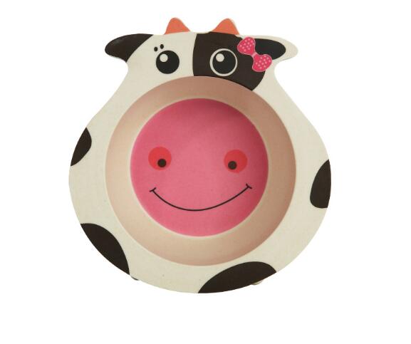 Cartoon Bamboe Servies Dier Babyvoeding Voedsel Kom Zuigeling Kids Plaat Milieuvriendelijke Leuke Kinderen Baby Eten Voedsel Kom Plaat