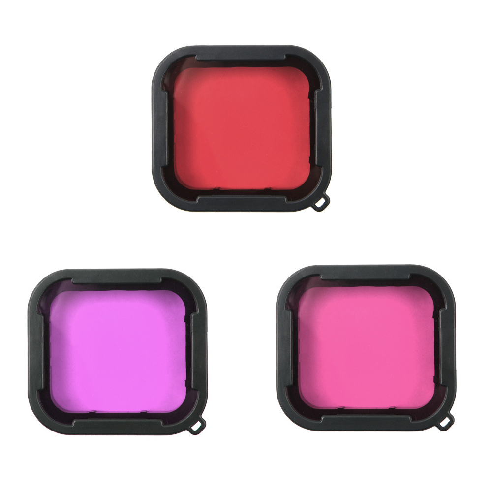 3Pcs Filters Kit Rood Roze Paars Snorkel duik Camera Lens UV Filter voor GoPro HERO 5 6 Hero 7 zwart originele Behuizing Case