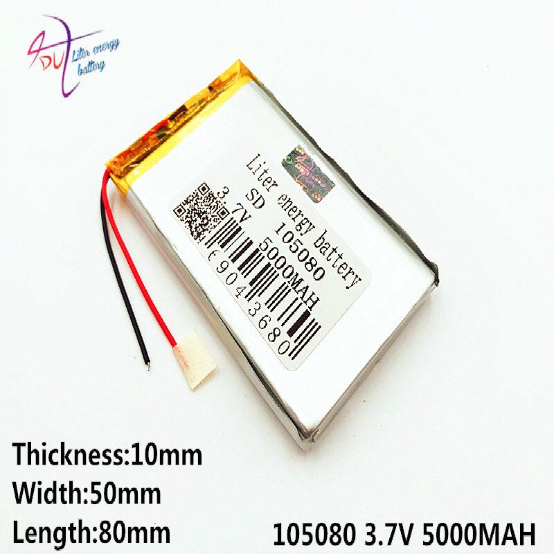 El mejor tamaño de la de baterías 105080 batería del polímero de litio de 3.7v 5000mah con el tablero para los productos de Digitaces de Pda Tablet Pcs Fr