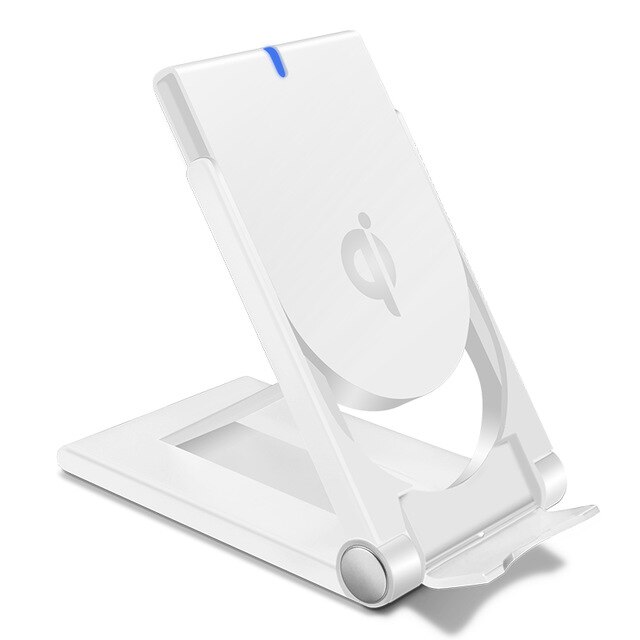 Qi draadloze oplader houder dock mobiele telefoon oplader opvouwbare oplaadstandaard voor iphone xs  x 8 plus samsung oplader inalambrico: Wit