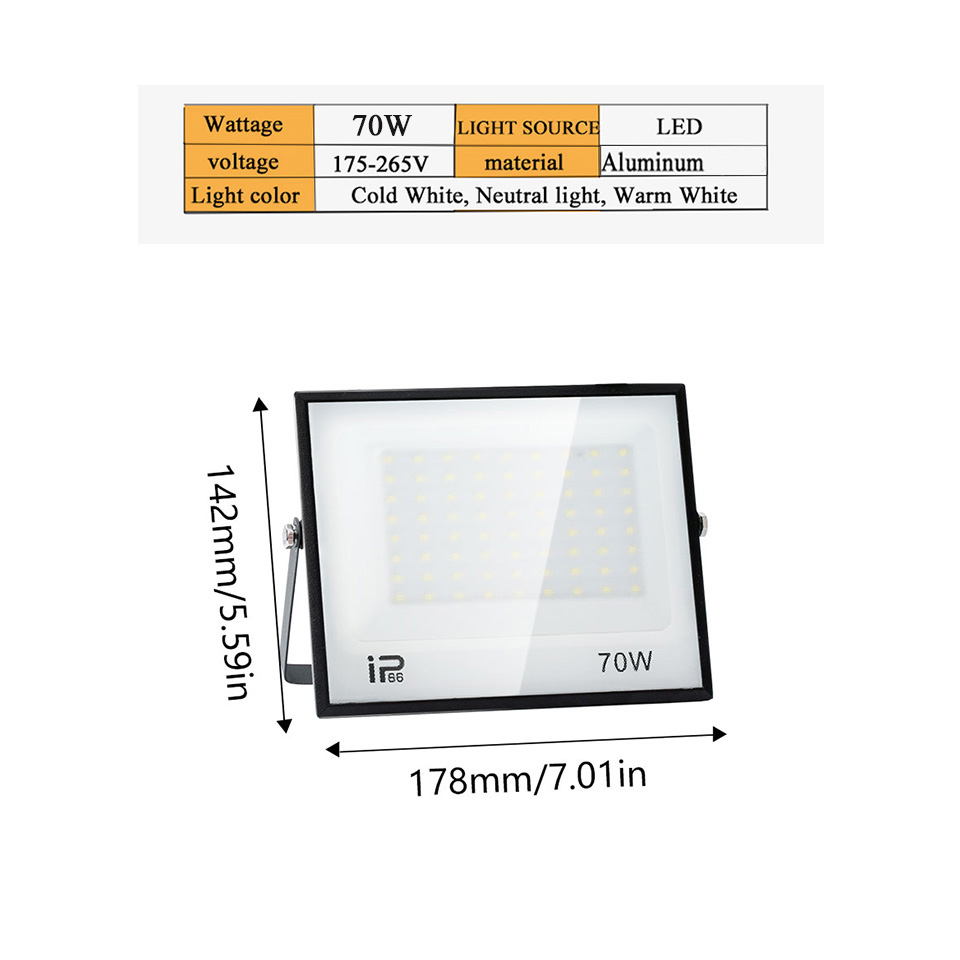 Foco LED impermeable IP66 220V 20W 30W 50W 100W 150W 200W 300W reflectores para exteriores iluminación de cartelera de fábrica al aire libre: M / changeable