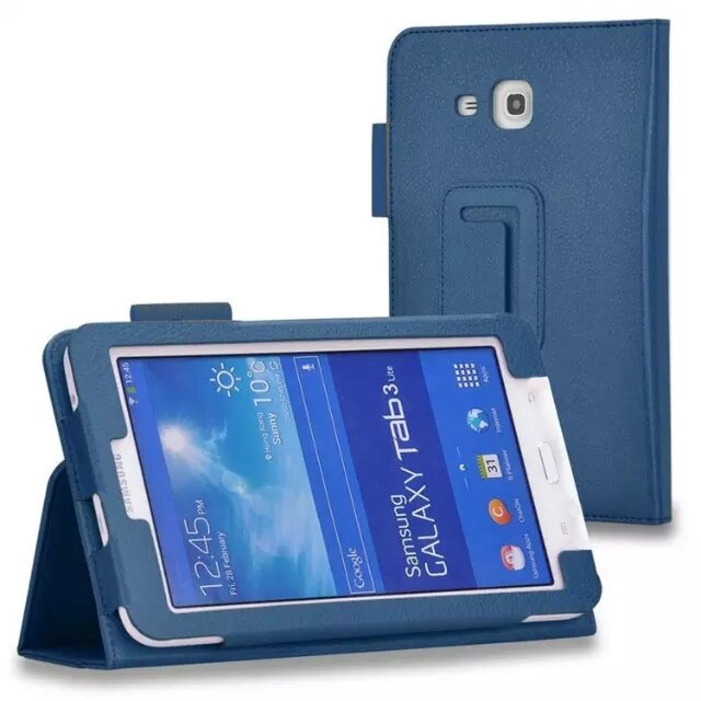 Funda de piel sintética para Samsung Galaxy Tab E Lite, protector de piel sintética con soporte de SM-T113 para Samsung Galaxy Tab 3 lite 7,0 SM-T116 SM-T110 7,0: dark blue