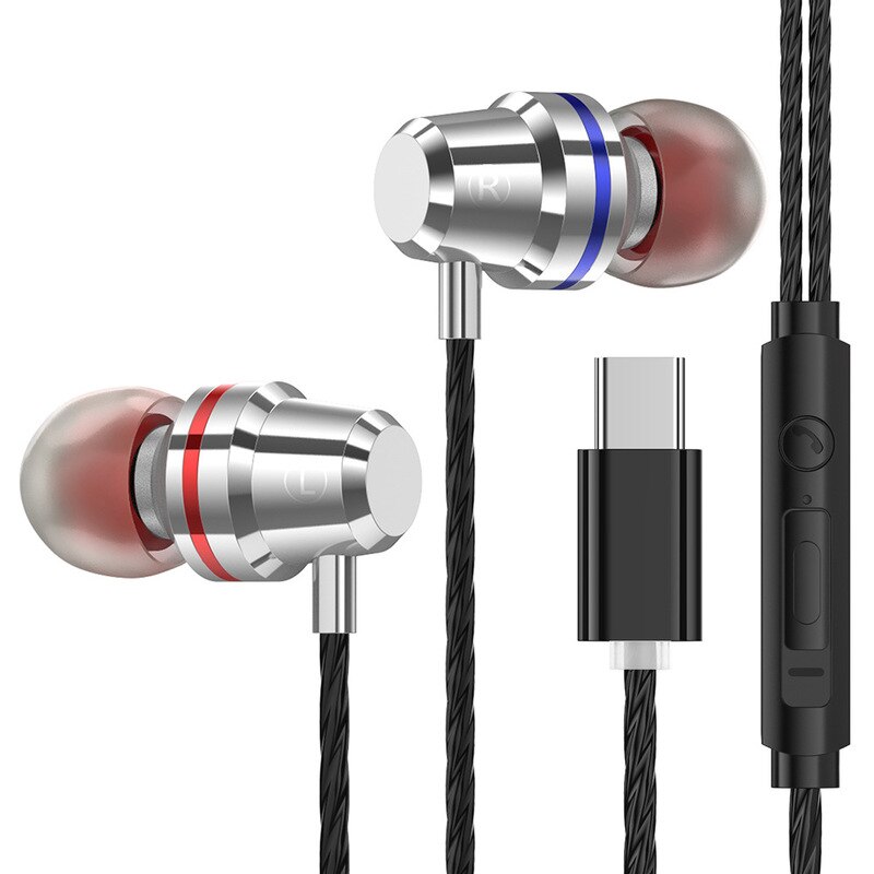 Type-C In-Ear Bass Ruisonderdrukking Oordopjes PTM Metalen Verse Editie Oortelefoon Headset met Microfoon Oortelefoon voor Xiaomi huawei