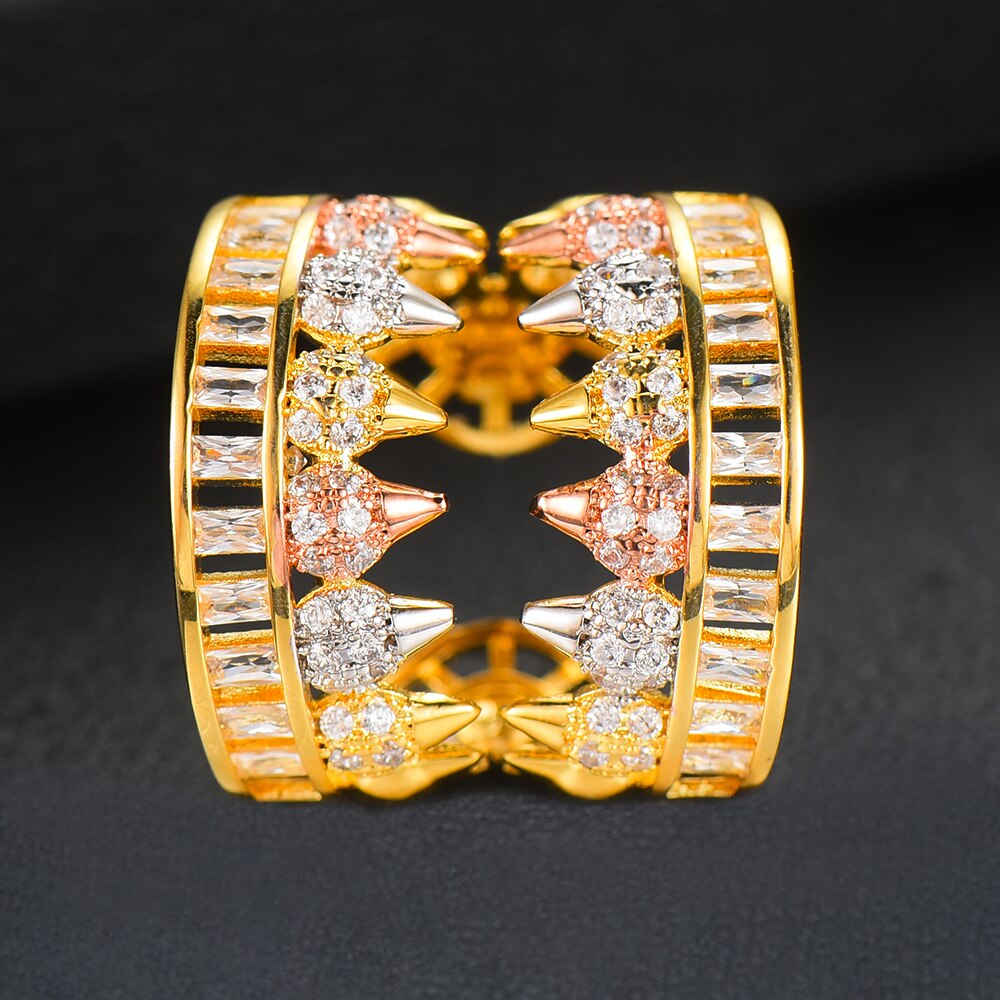 GODKI Revet, colgantes de dientes, 2 unidades, brazalete, anillo de puño, conjunto para mujer, boda, novia, zirconia cúbica, Dubai, de boda, alta joyería BOHO