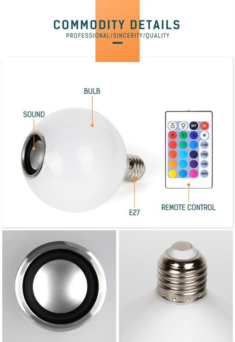 1 remote controls all music bulb Smart LED Light Bulb Color changing disco ball Bluetooth Music Speaker Lamp+Remote 100-240V 12W