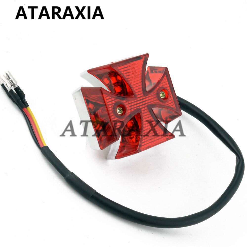 Universele Motorfiets Led Achterlichten Remlicht Rood Iron Cross Knipperlicht Brake Achterlicht Led Met Kentekenverlichting: Mini Taillight