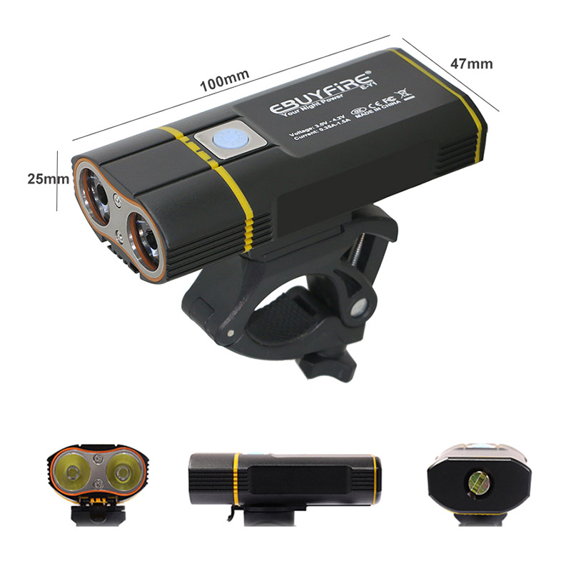 6000LM Bicycle Light 2x XML-L2 LED Bike Light With USB Rechargeable Battery Cycling Front Light +Handlebar Mount