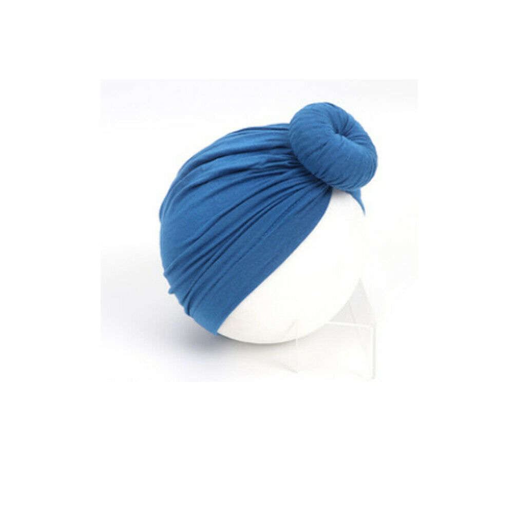 Neugeborenen Kleinkind Kinder Mädchen Baby Kleinkind Turban Verknotet Bogen Hut Cap Stirnband Haarband Headwear Reine Farbe Nette: Blau