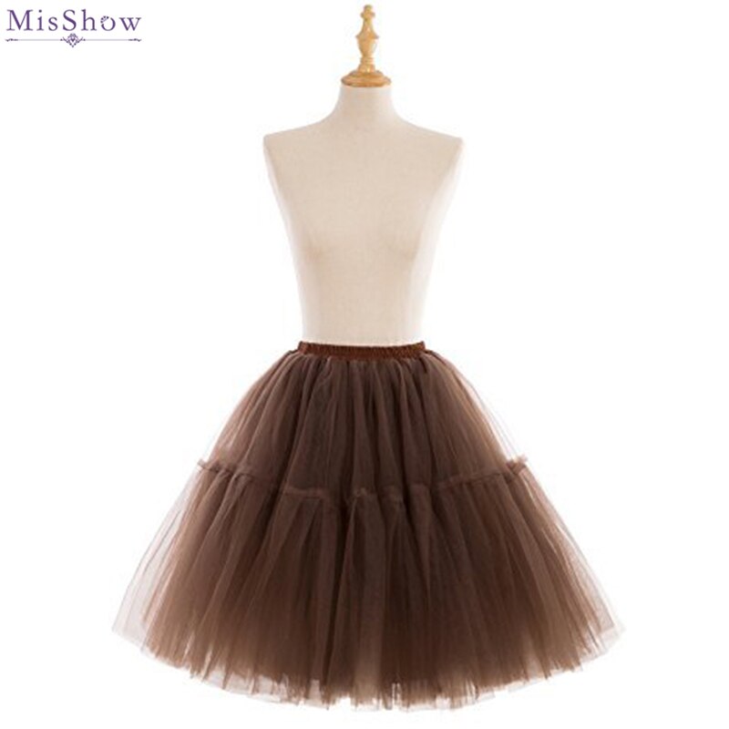 MisShow Brown Short Petticoats 5 Layers Underskirt For Prom Evening Dresses Crinoline Petticoat Rockabilly