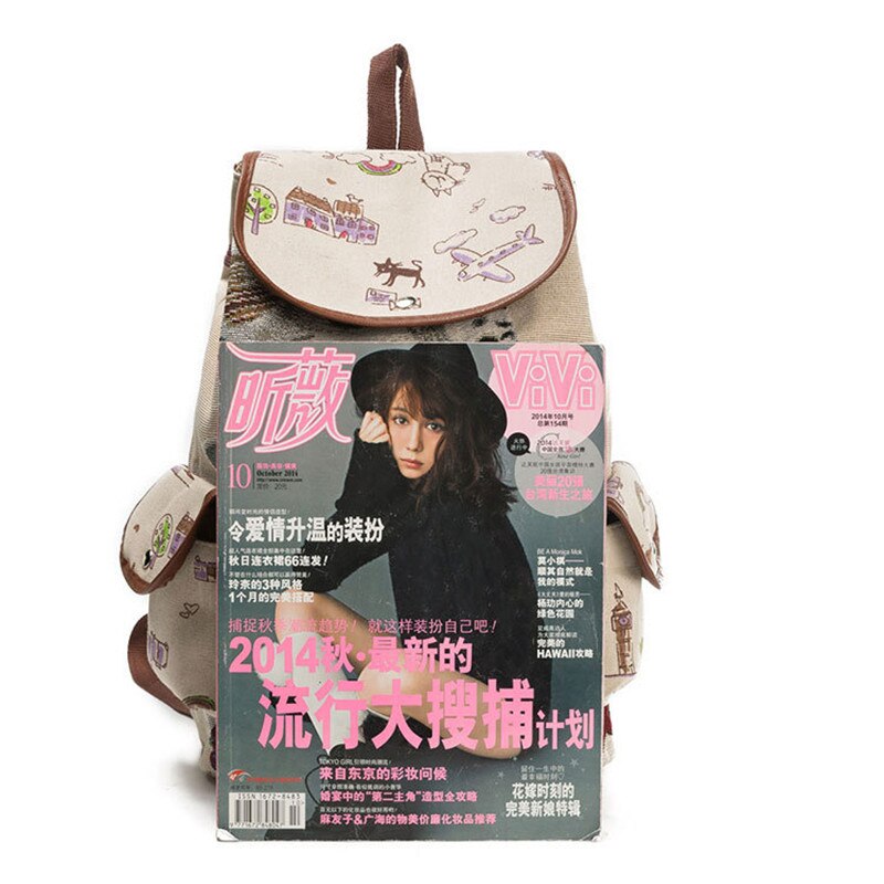 Scione Nette Katze Rucksack Frauen Mädchen Leinwand Rucksack Kordelzug Druck Rucksäcke Für Teenager Mädchen Große Kapazität Schule Tasche