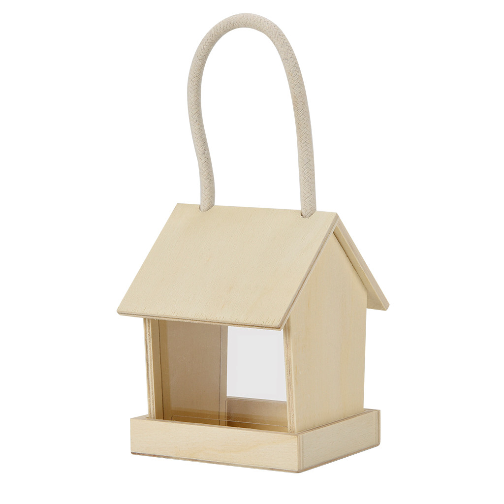 garden Bird Wooden Feeder Wild bird wooden feeder hanging in the garden yard Small wall mounted wooden bird feeder: A