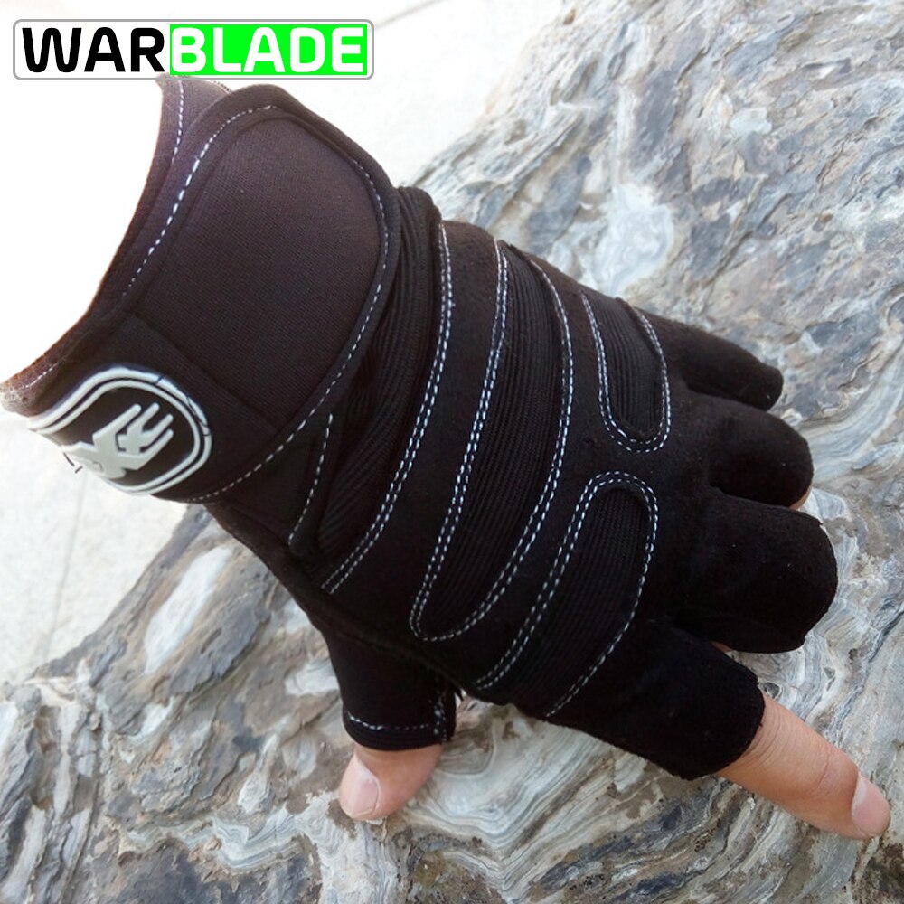 Wbl masculino luvas de ginásio exercício protegendo respirável musculação treino luvas esportivas fitness peso-levantamento metade dedo luvas: black / M