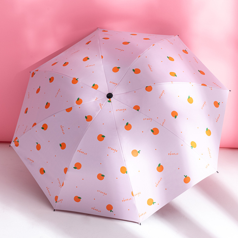 schick Blumen- Anti-UV Faltbare Regenschirme Sonne Kompakte Frauen Weibliche Damen Dame Winddicht Regen SchöNe Blume Süssigkeit Bunte Regenschirm: Rosa Orange