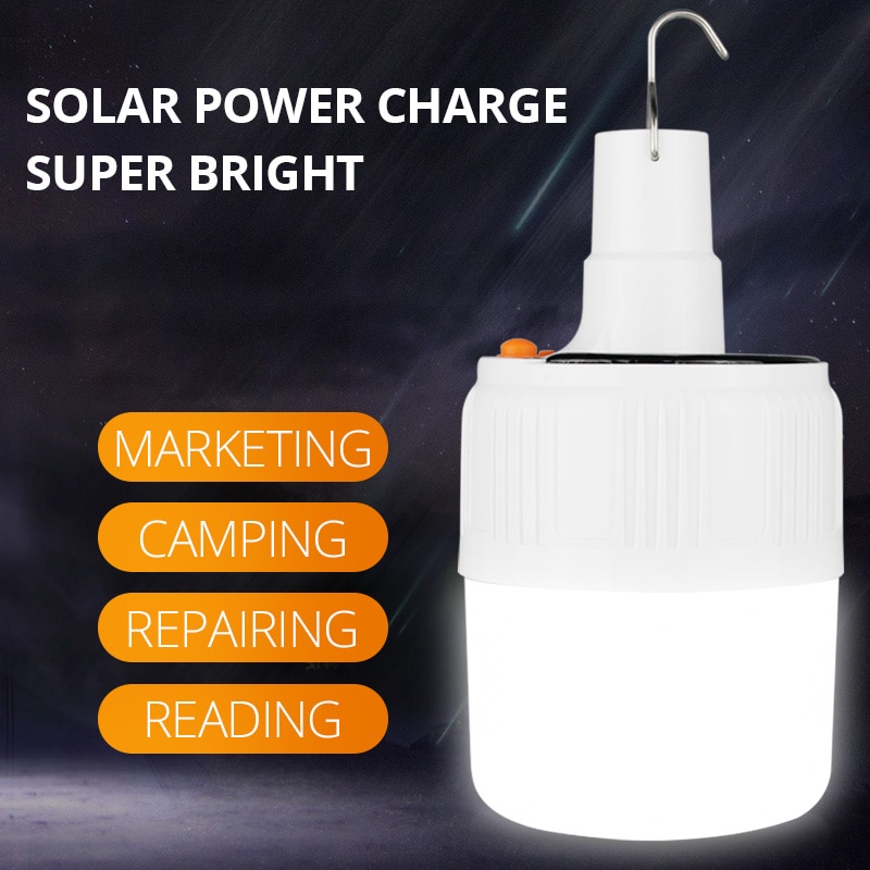 SHENYU-Lámpara solar recargable para bombilla LED con mando a distancia, lámpara portátil recargable por energía solar, control remoto, luz nocturna de emergencia, para exterior, camping