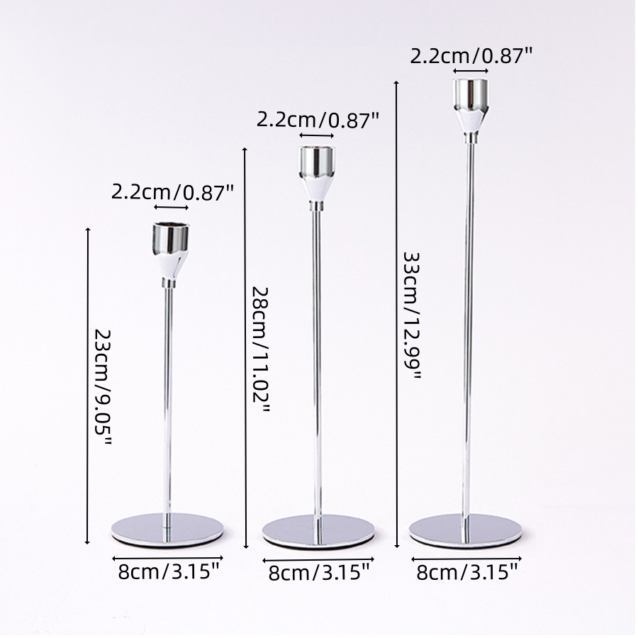Candelabros de Metal de estilo chino, candelabro dorado Simple, decoración de boda, Bar, , sala de estar, decoración del hogar, 3 piezas por juego: Plata