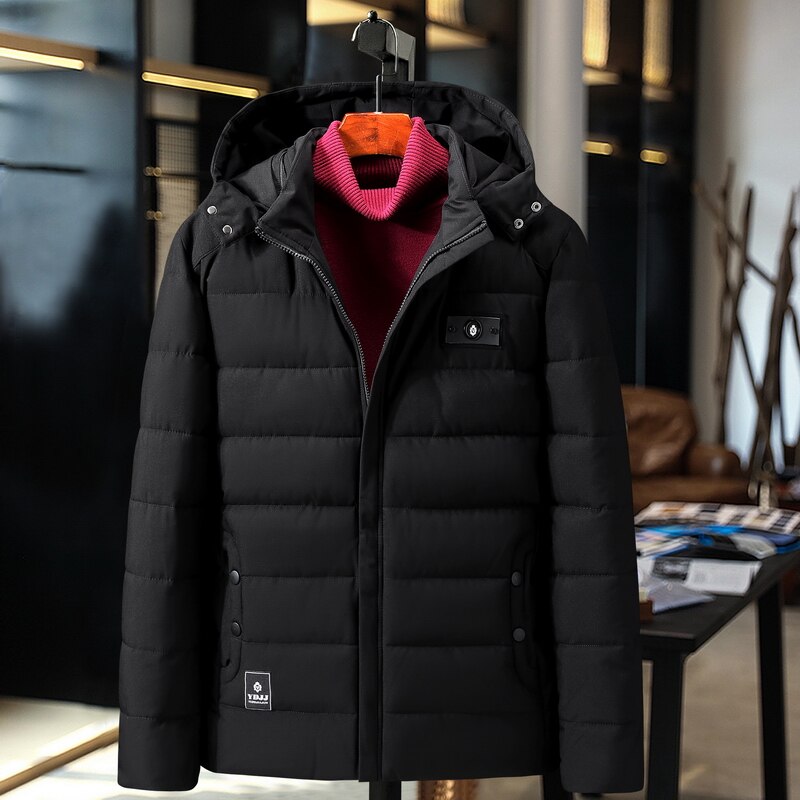 Plus size 9xl-4xl tyk polstret parka til mænd vinterjakke med hætte frakke med flere lommer varmt overtøj til mænd afslappet tøj