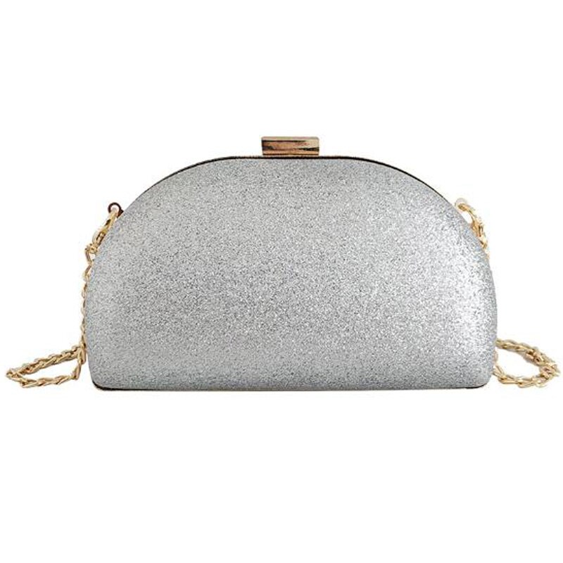 Golf Avond Diner Zak Shell Heldere Gezicht Mode Clutch Bag Keten Schouder Tas Zilver
