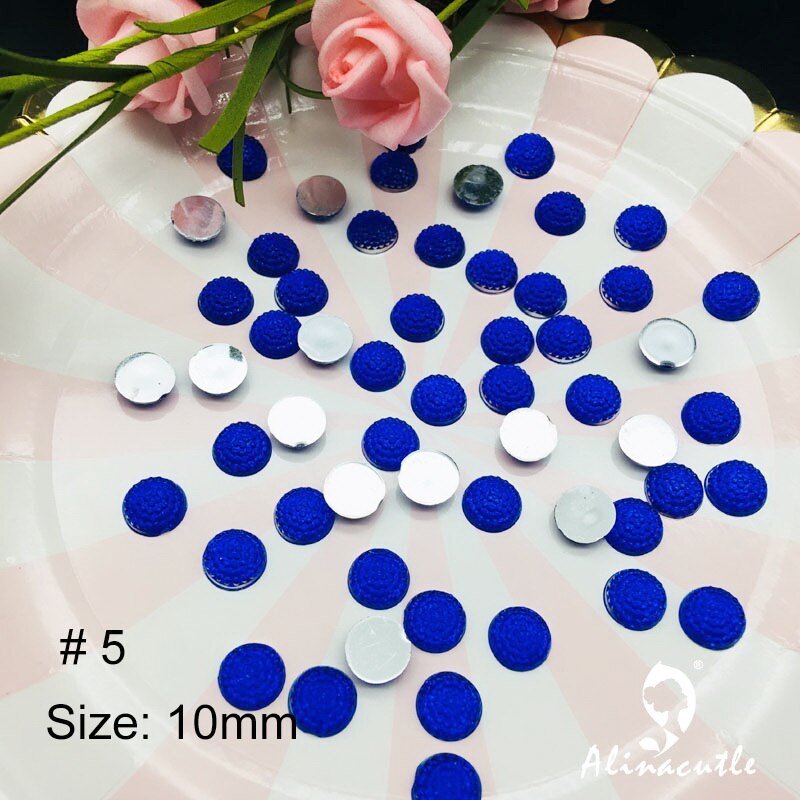 100pc 10mm gems flat bottom flat back round diamond crystals Stone Stickers gem DIY handmade Art Crafts Scrapbooking crystals: No 5 dark blue