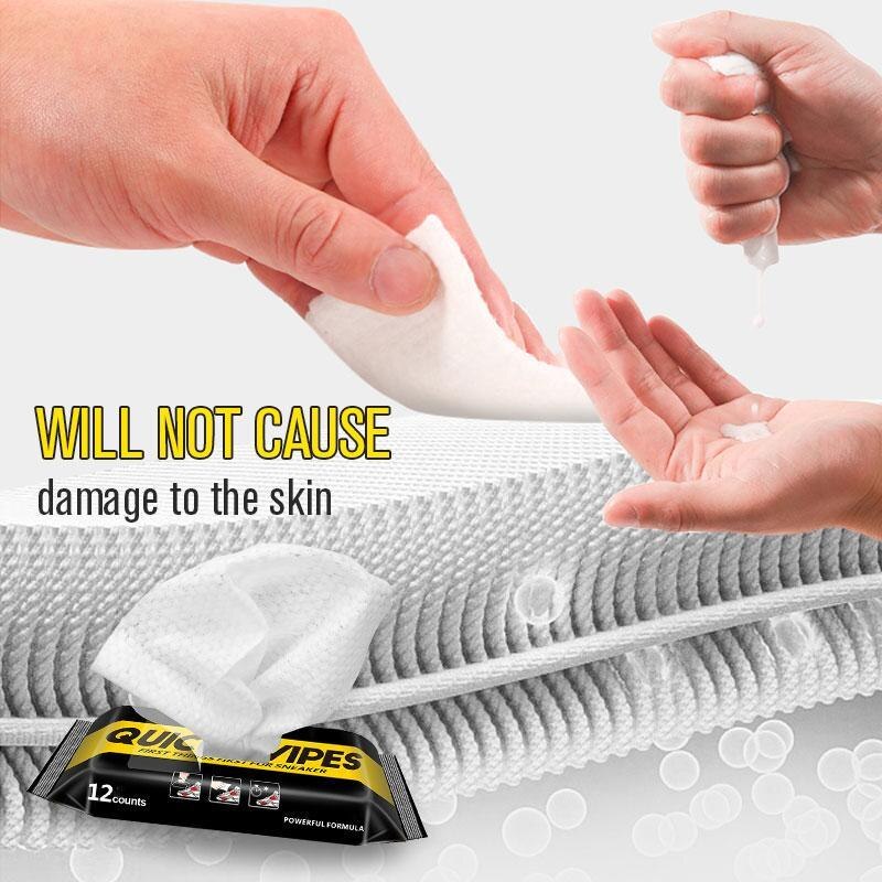 Toallitas blancas para zapatillas de deporte, limpiador rápido desechable portátil de viaje, elimina las manchas de suciedad, superficie de borrado de polvo, cocina, 12 piezas