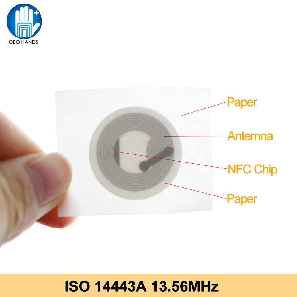 Autocollants RFID en papier blanc de 25mm, étiquette adhésive universelle MF Classic 1K S50 13.56MHz, pour tous les téléphones NFC, 10 pièces