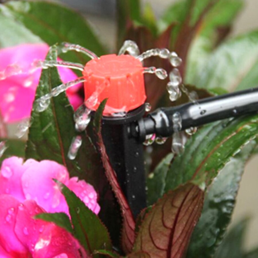 MUCIAKIE 1000PCS Red Adjustable 8-Hole Dripper with 1/4'' Barb Connecter Garden Irrigation Water Dropper Emitter for Soil Plants