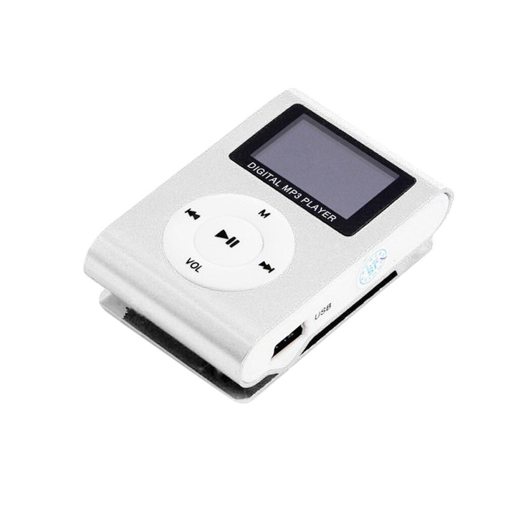 Outdoor Draagbare Draagbare Mp3 Mini Clip Mp3 Speler Sport Mp3 Speler Walkman Lettore Mp3 Ondersteuning 32gb Micro Sd tf Card: Zilver