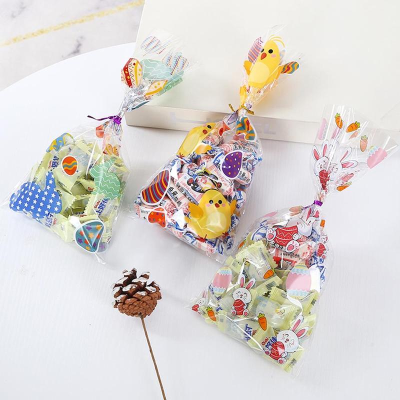 Easter Party Decorations 50Pcs Cartoon Animal Candy Bird/Eggs/Bunny For Easter Cookies Plastic Bags Cake Packagin Z9P0