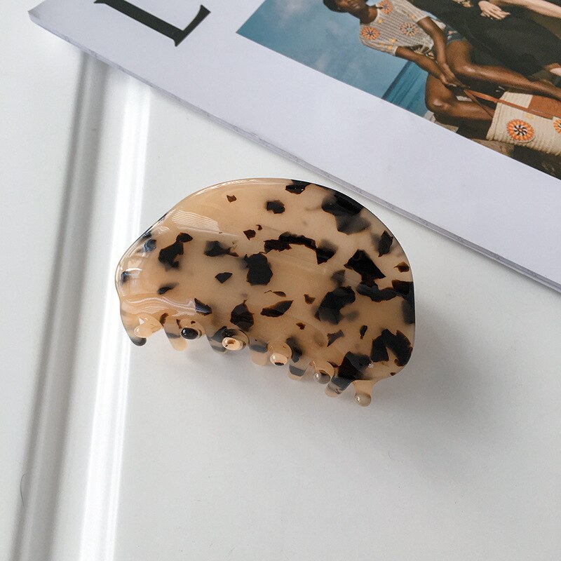 Korea 8.7cm Black White Plaid Checkerboard Claw Clip Acetate Semicircular Shell Grid Lattice Hair Claw For Woman: D