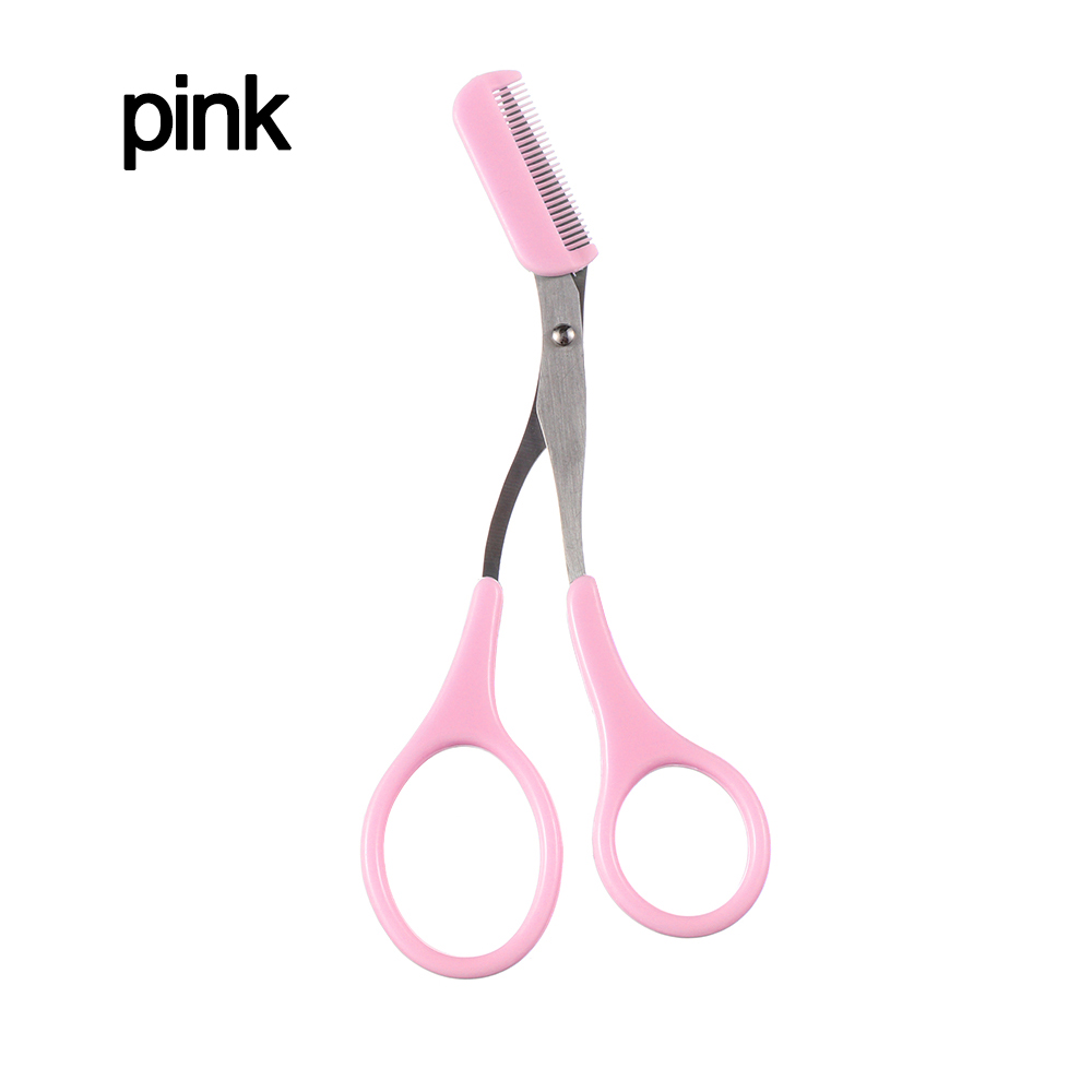 Trymer robić brwi nożyczki z grzebieniem zmywacz narzędzia robić makijażu depilacja pielęgnacja golarka trymer makijaż rzęs nożyczki: różowy